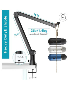 Soporte de Micrófono Blue Yeti YOUSHARES con Filtro Pop 2