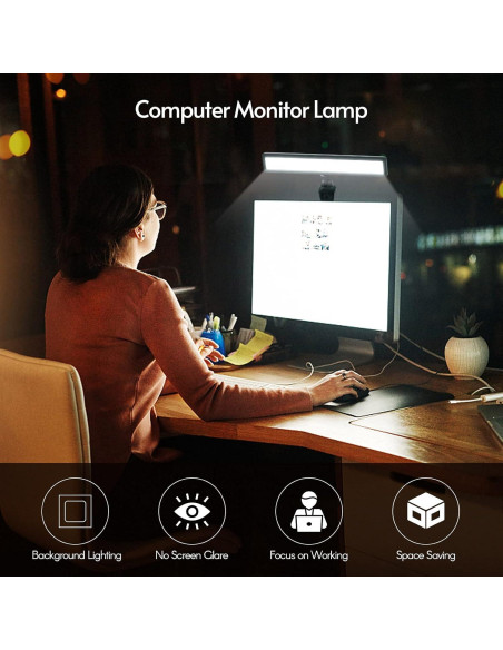 Barra de Luz LED Andoer para Monitor USB 28x4cm 3 Temperaturas