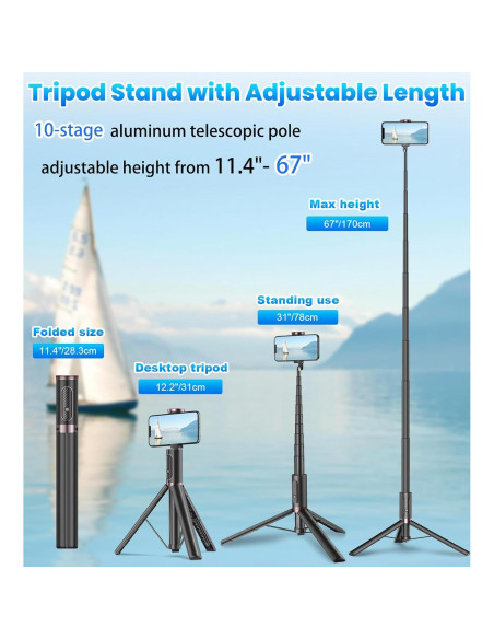 Trípode TONEOF para Teléfono Móvil 67" con Luz LED 60