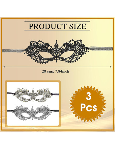 3 Piezas Máscaras de Disfraz de Encaje WLLHYF para Adultos