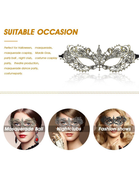 3 Piezas Máscaras de Disfraz de Encaje WLLHYF para Adultos