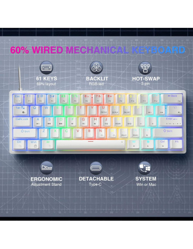 Kit Gaming AULA SC580: Ratón Inalámbrico 10000 DPI + Teclado Mecánico RGB 29 Teclas