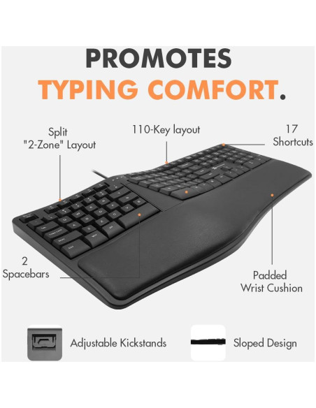 Teclado Ergonómico X9 con Reposamuñecas Acolchado 110 Teclas