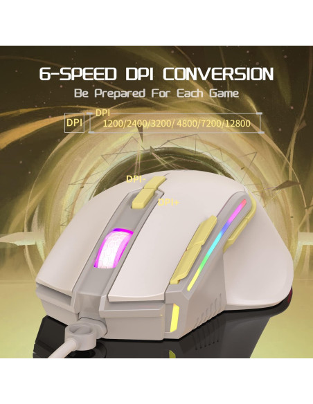 Ratón Gaming MAGIC-REFINER RGB 12800DPI Con Cable Ergonómico