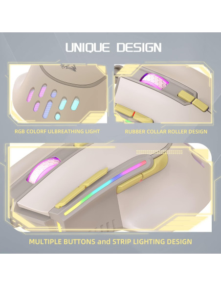 Ratón Gaming MAGIC-REFINER RGB 12800DPI Con Cable Ergonómico