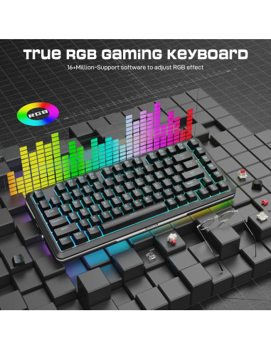 Teclado Mecánico Inalámbrico Redragon K713 RGB 75% 82 Teclas