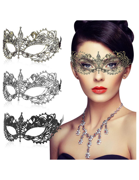 3 Piezas Máscaras de Disfraz de Encaje WLLHYF para Adultos