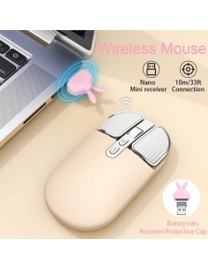 Ratón Inalámbrico Recargable Junsida Tutushu 2400DPI Color Crema 2