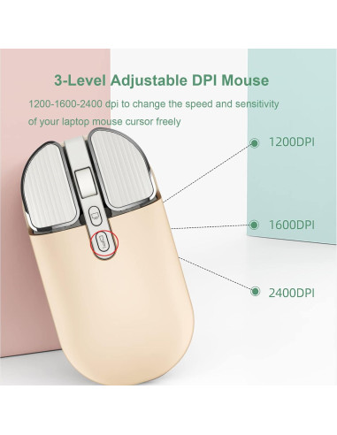 Ratón Inalámbrico Recargable Junsida Tutushu 2400DPI Color Crema