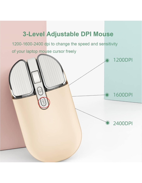 Ratón Inalámbrico Recargable Junsida Tutushu 2400DPI Color Crema