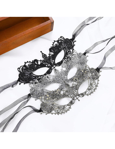 3 Piezas Máscaras de Disfraz de Encaje WLLHYF para Adultos