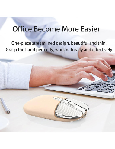 Ratón Inalámbrico Recargable Junsida Tutushu 2400DPI Color Crema