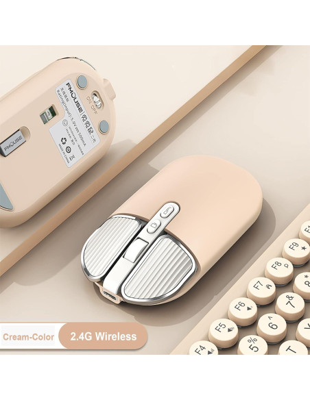 Ratón Inalámbrico Recargable Junsida Tutushu 2400DPI Color Crema