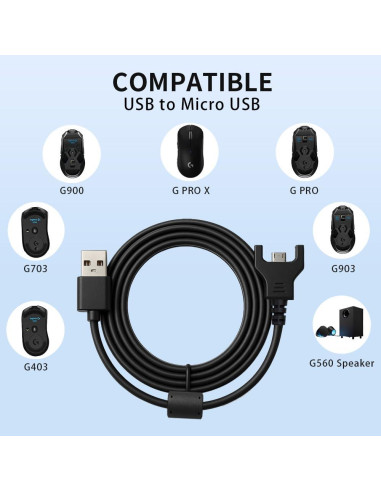Cable de Carga USB 1.83m Logitech G403 G703 G900 G903