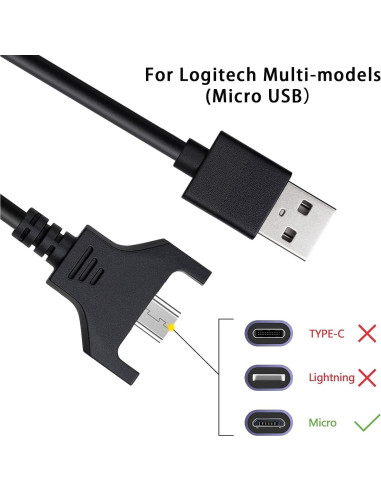 Cable de Carga USB 1.83m Logitech G403 G703 G900 G903