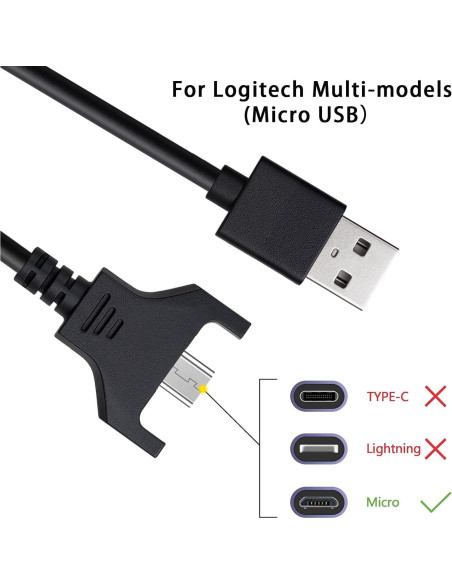 Cable de Carga USB 1.83m Logitech G403 G703 G900 G903