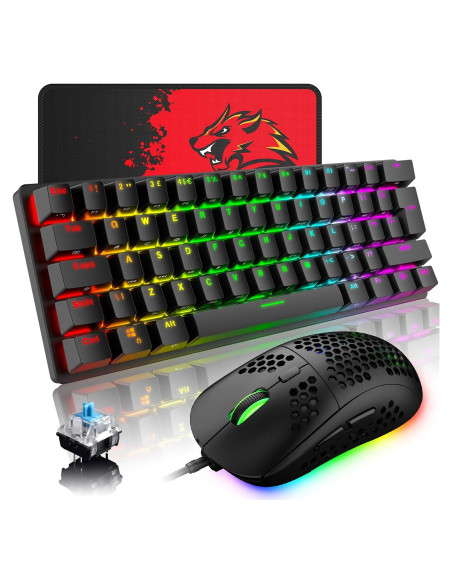 Combo Teclado Mecánico y Ratón Gaming LexonElec RGB 61 Teclas Combo Teclado Mecánico y Ratón Gaming LexonElec RGB 61 Teclas