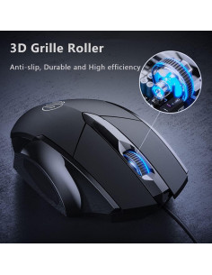 Ratón USB con cable Censprin ergonómico 1200 DPI clic silencioso 2