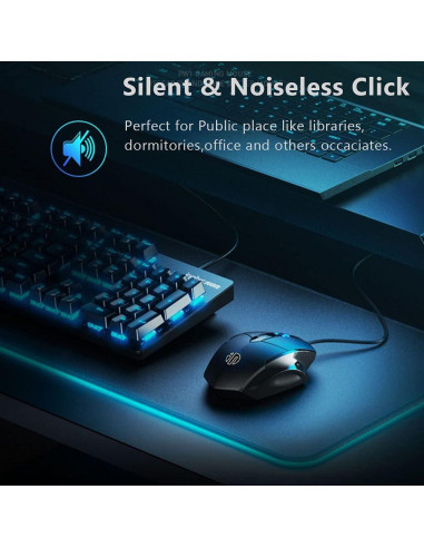 Ratón USB con cable Censprin ergonómico 1200 DPI clic silencioso