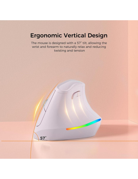 Ratón Inalámbrico Ergonómico Kysona EM9 Rosa Recargable