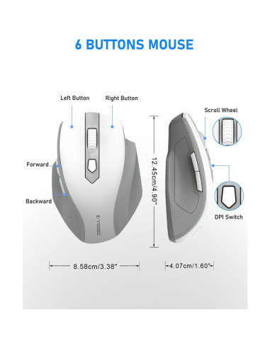 Ratón Inalámbrico E-YOOSO 4000 DPI Ergonómico 6 Botones