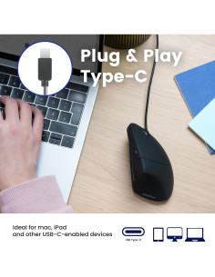 Ratón Vertical USB-C Perixx PERIMICE-513C 6 Botones DPI Ajustable 2