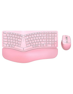Combo Teclado y Ratón Inalámbrico Ergonómico EDJO Rosa