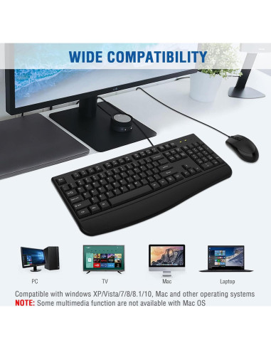 Combo Teclado Ergonómico con Reposamanos y Ratón EDJO Negro