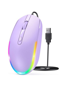 Ratón con Cable Seenda USB RGB LED Púrpura - 108g