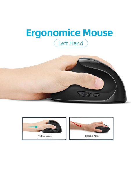 Ratón Vertical Inalámbrico Ergonomico BeWishes para Zurdos 3 DPI