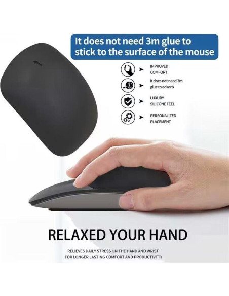 Cojín de Silicona Ergonómico ROUNKIN para Apple Magic Mouse Negro