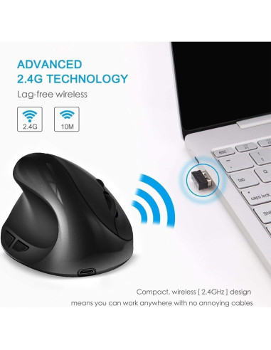 Ratón Vertical Inalámbrico Ergonomico BeWishes para Zurdos 3 DPI