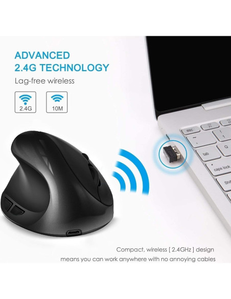 Ratón Vertical Inalámbrico Ergonomico BeWishes para Zurdos 3 DPI