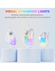 Ratón Gaming ONITOON CW923 con Iluminación RGB y Carcasa Transparente 2