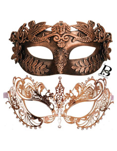 Máscaras de Pareja Doradas Beyond Masquerade para Bodas y Fiestas