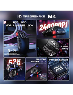 Ratón Gaming Inalámbrico MAMBASNAKE M4 52g RGB 24000 DPI 2