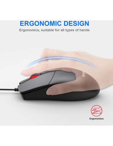 Ratón Óptico Ergonómico con Cable Leegicst M102 USB Negro