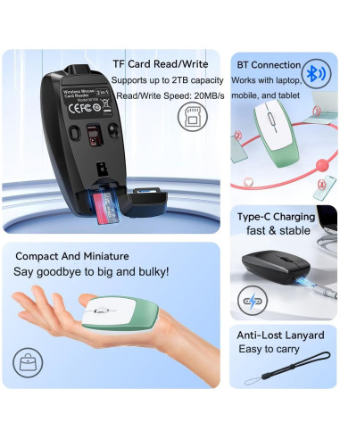 Ratón Inalámbrico Mini SHARE SUNSHINE Verde con Lector TF