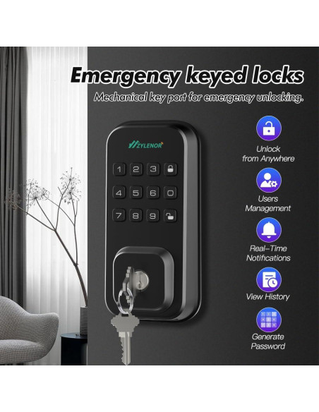 Cerradura Inteligente Zylenor con Teclado Digital y WiFi