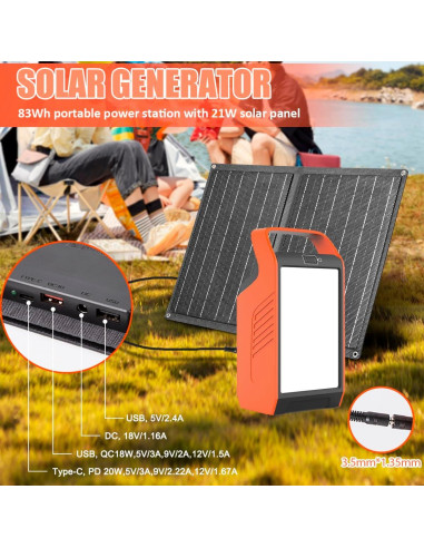 Generador Solar Portátil Takki S89 83Wh con Panel 21W