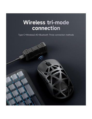 Ratón Gaming Inalámbrico MCHOSE AX5 Pro 26k DPI 53g Negro