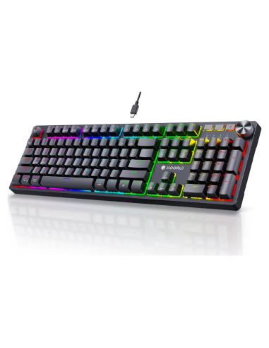 Teclado Mecánico Gaming KOORUI MK104 con Interruptor Marrón RGB