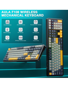 Teclado Mecánico Inalámbrico AULA F108 RGB 108 Teclas 2