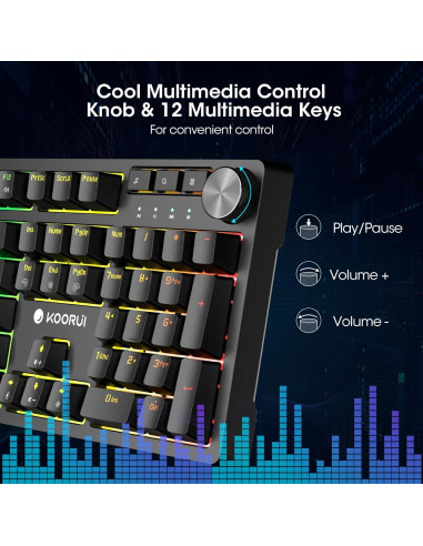 Teclado Mecánico Gaming KOORUI MK104 con Interruptor Marrón RGB