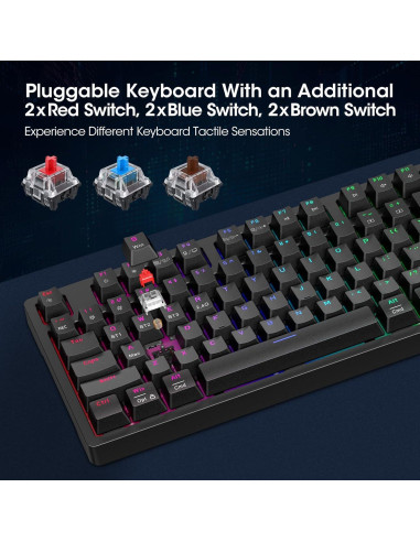 Teclado Mecánico Gaming KOORUI MK104 con Interruptor Marrón RGB