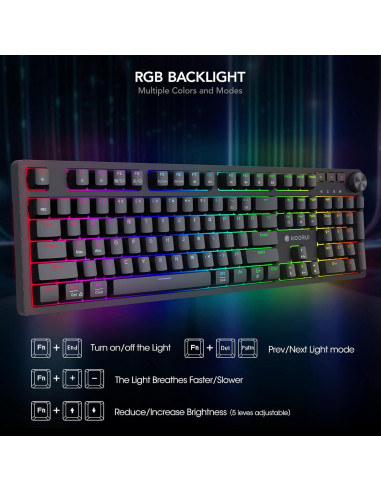 Teclado Mecánico Gaming KOORUI MK104 con Interruptor Marrón RGB