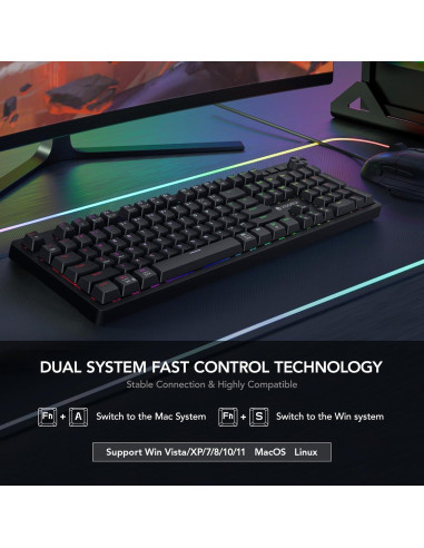 Teclado Mecánico Gaming KOORUI MK104 con Interruptor Marrón RGB