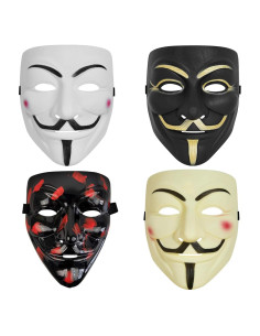 Paquete de 4 Máscaras V de Vendetta WLPARTY para Disfraz