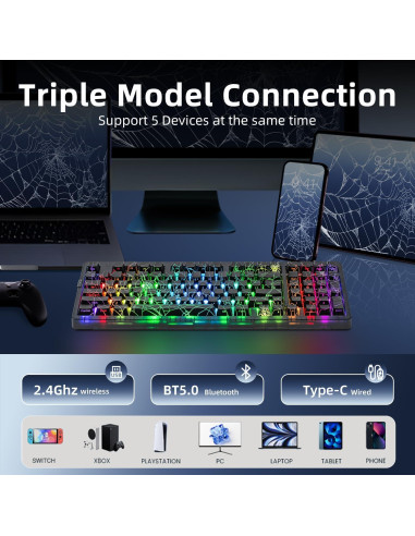 Teclado Mecánico Inalámbrico ZORNHER ZH980, 95% Compacto RGB