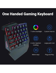 Teclado Gaming Ergonómico Yunseity G7 35 Teclas RGB USB 2